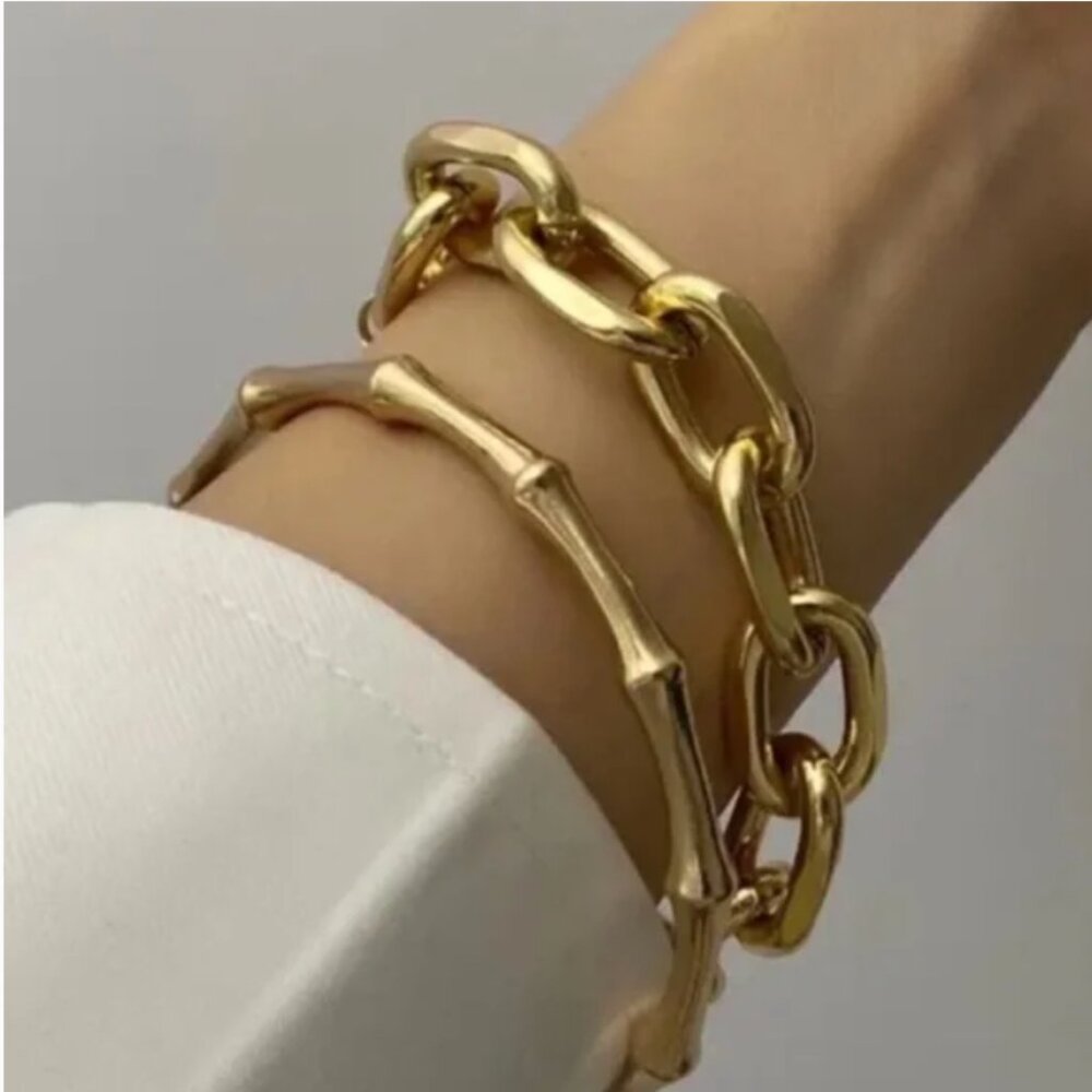 Gold Bamboo Bracelet Stack Set - image 2